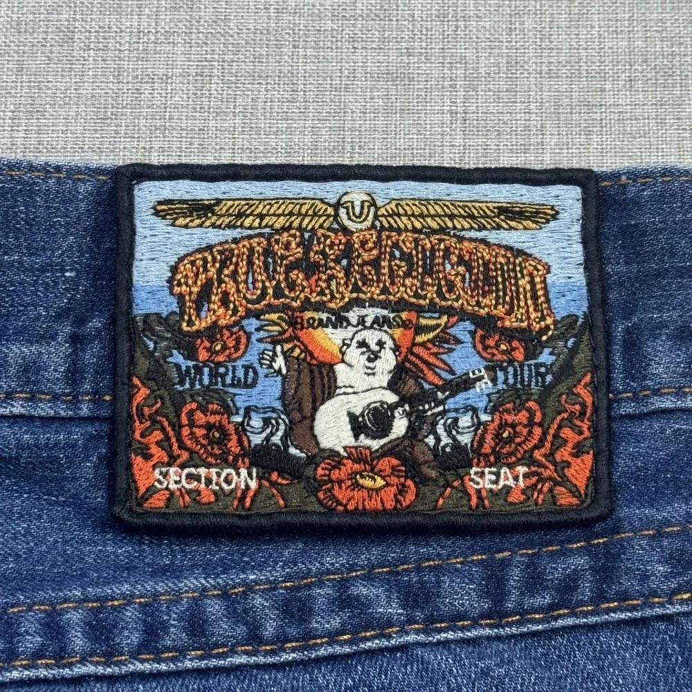 True Religion Vintage Straight Leg Jeans Mens 31x30 Blue Made USA Flap MQ2859Y9